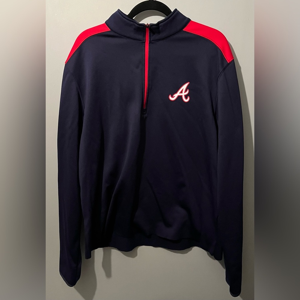 Atlanta Braves MLB Genuine Merchandise Red/Blue 1/4 zip Pullover. XL. EUC
